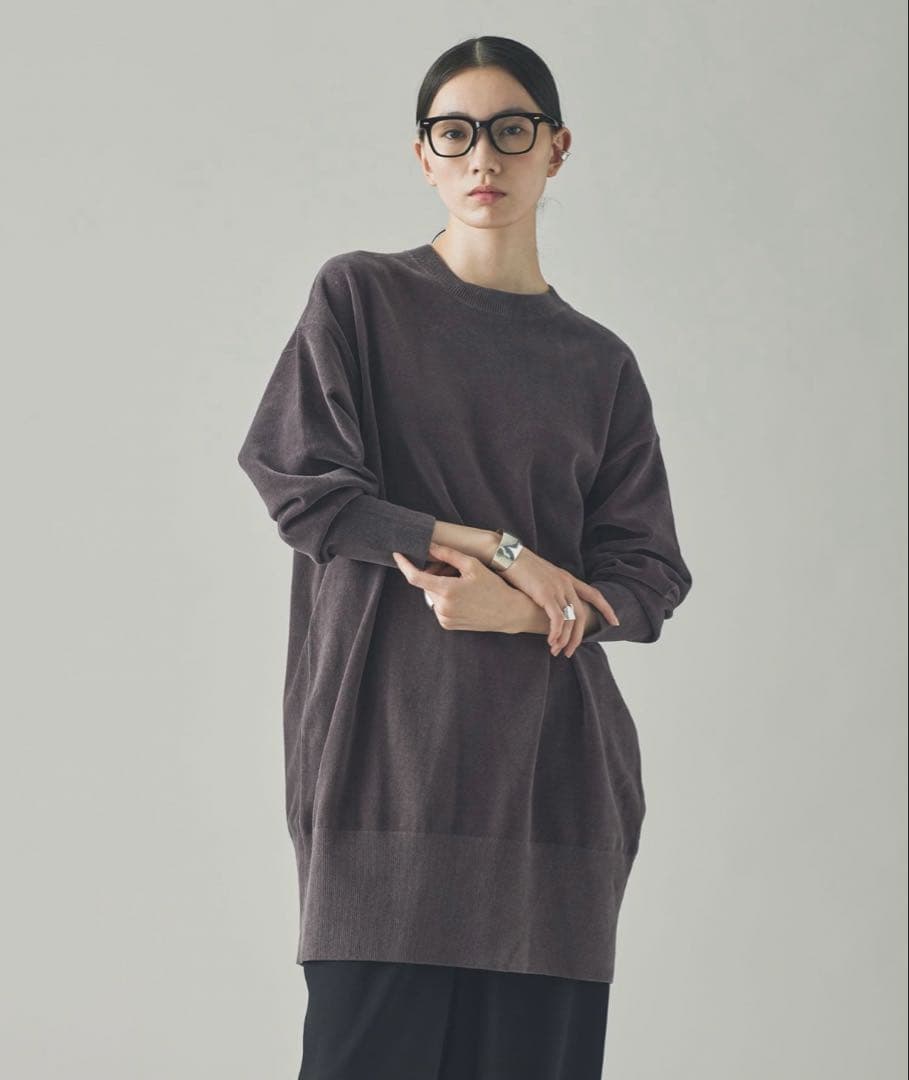 【美品】curensology ニットベロアチュニック／ グレー