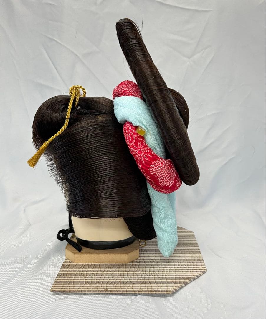 日本髪かつら　大衆演劇かつら　花魁　辰巳8号(中〜中大サイズ)自然色　かのこ付き