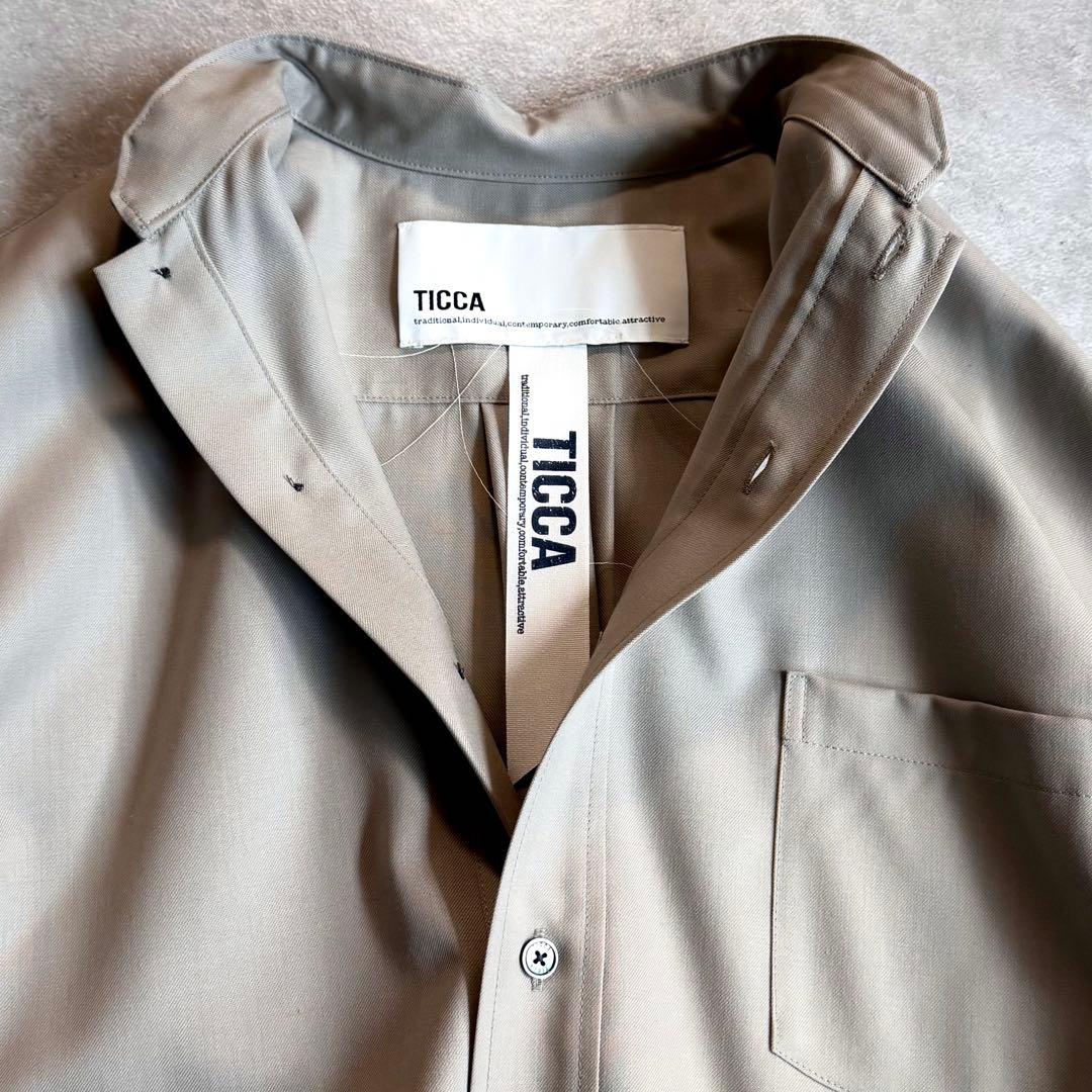 美品 ティッカ ウォッシャブルウールシャツワンピース 近年モデル スタンドカラー