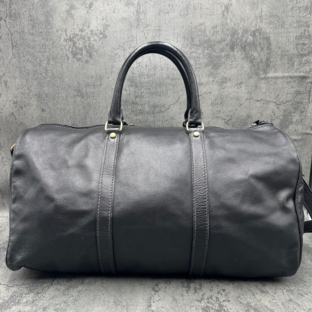 2way バリー ボストンバッグ シボ革 斜め掛け 黒 トラベル 南京錠