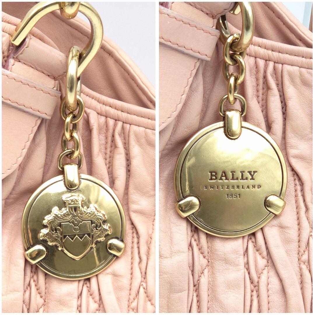 良品✨BALLY ショルダーバック トートバッグ ギャザー ロゴチャーム レザー