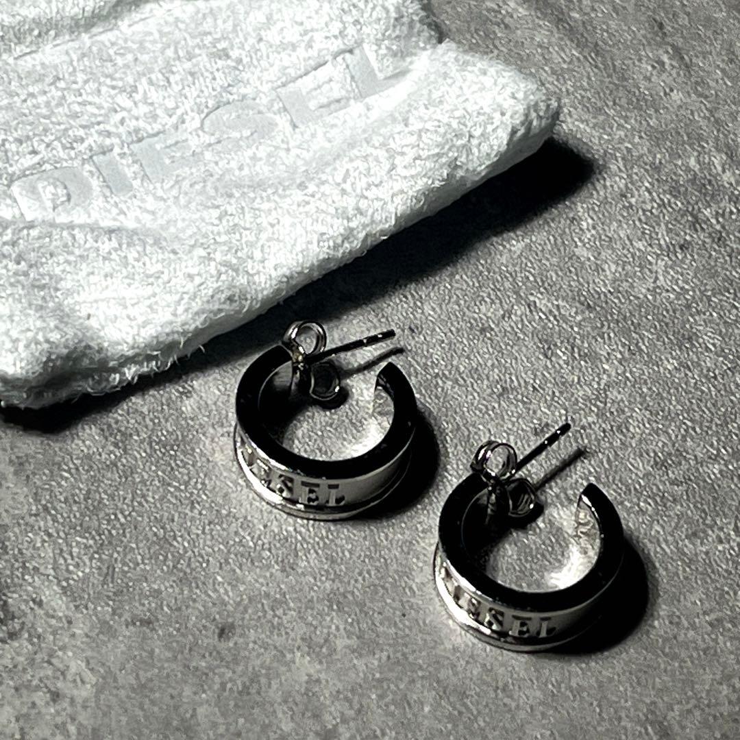 超希少　DIESEL ディーゼル メンズ 両耳用 フープピアス 925刻印有り
