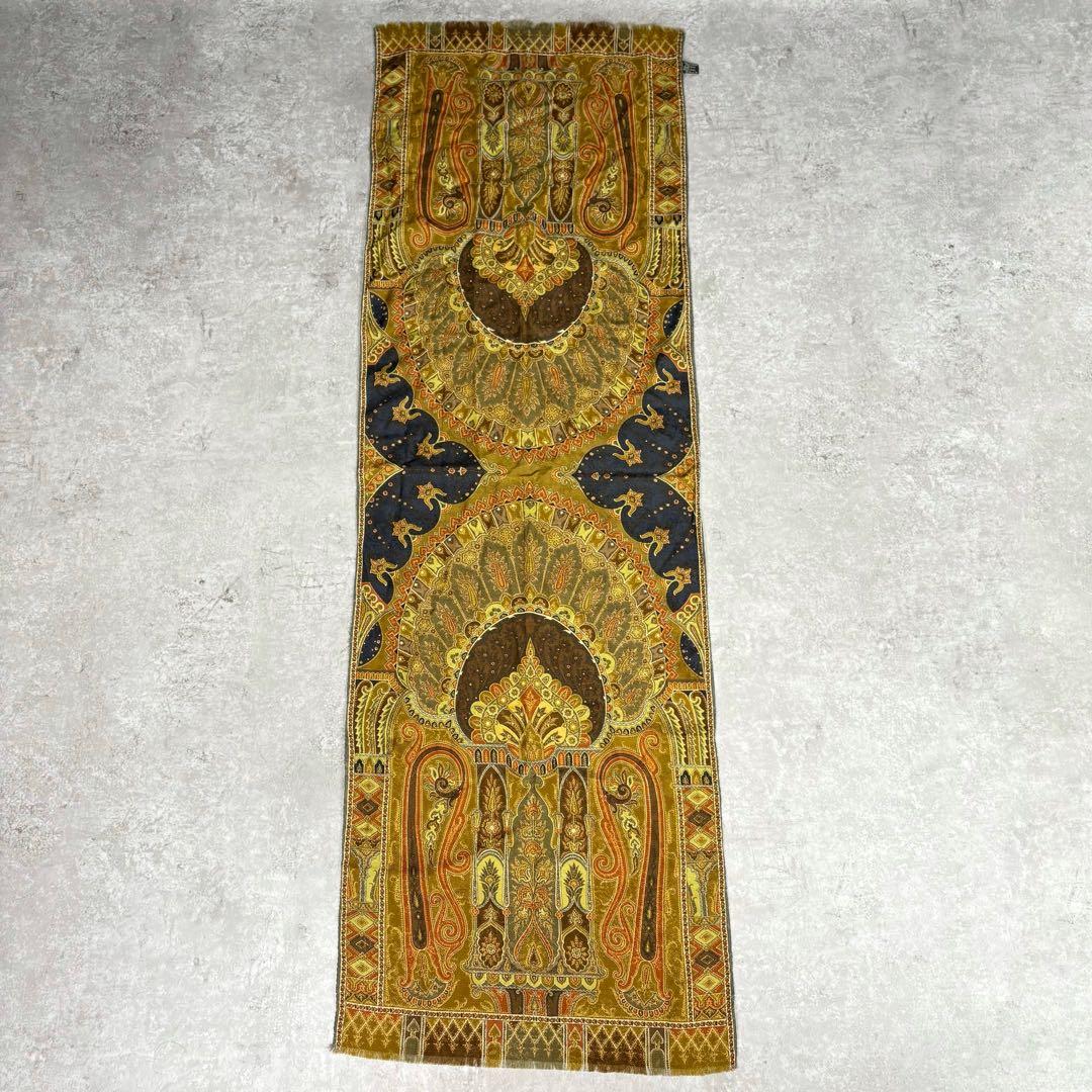 エトロ　エトロ　ストール　マフラー　ウール　WOOL シルク　ブラック　ブラウン