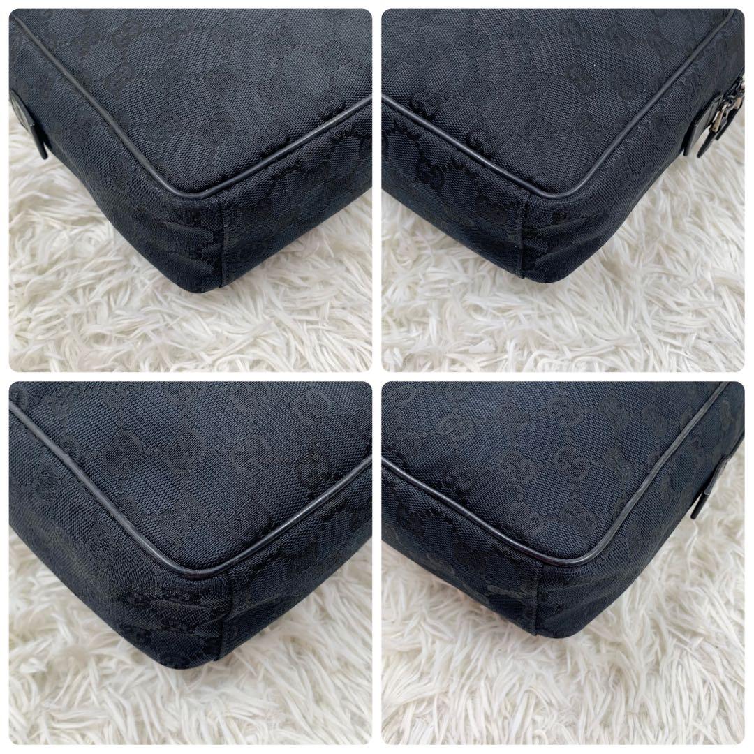 【✨極美品✨】グッチ ショルダーバッグ GGキャンバス レザー ブラック