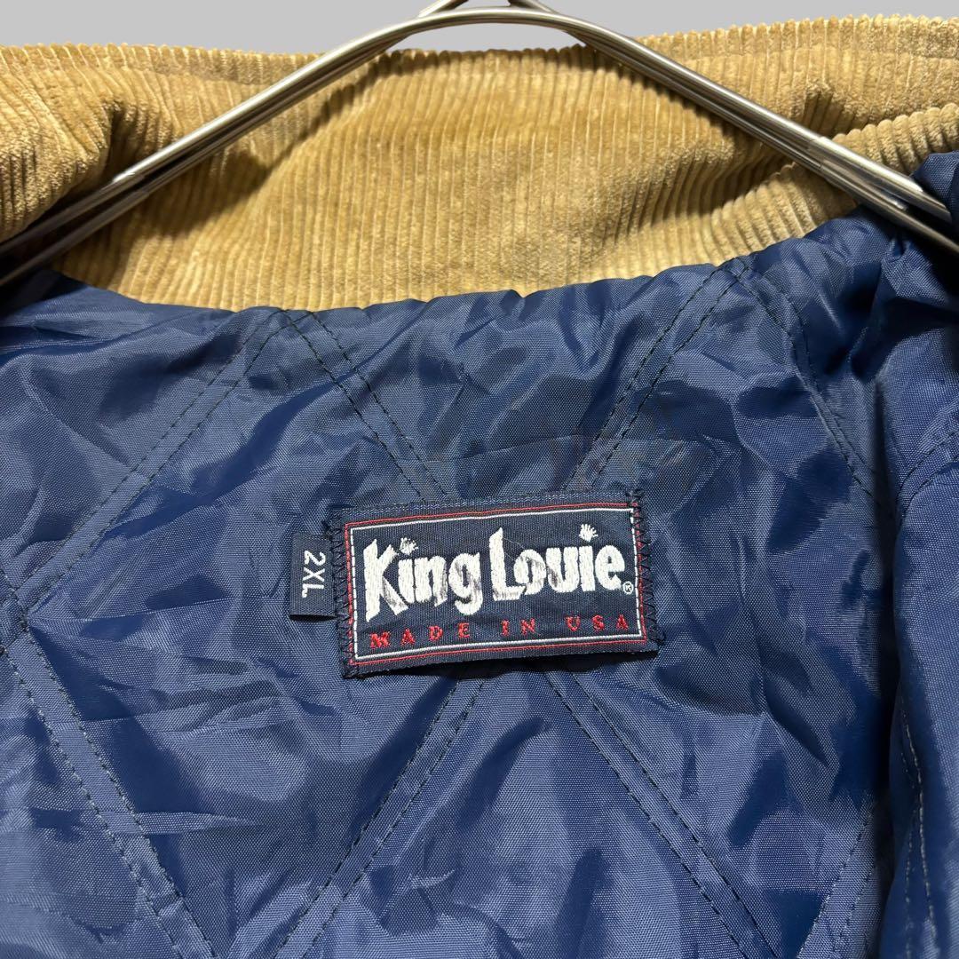 USA製ビンテージダックジャケットネイビー襟コーデュロイ刺繍ロゴ90s古着2XL