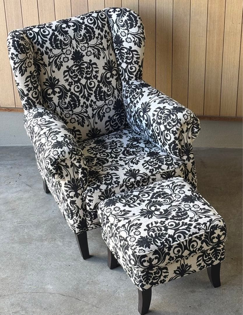 【ドイツ 定価25万 IDC大塚家具 ドミシール 1人掛けソファ オットマン付き