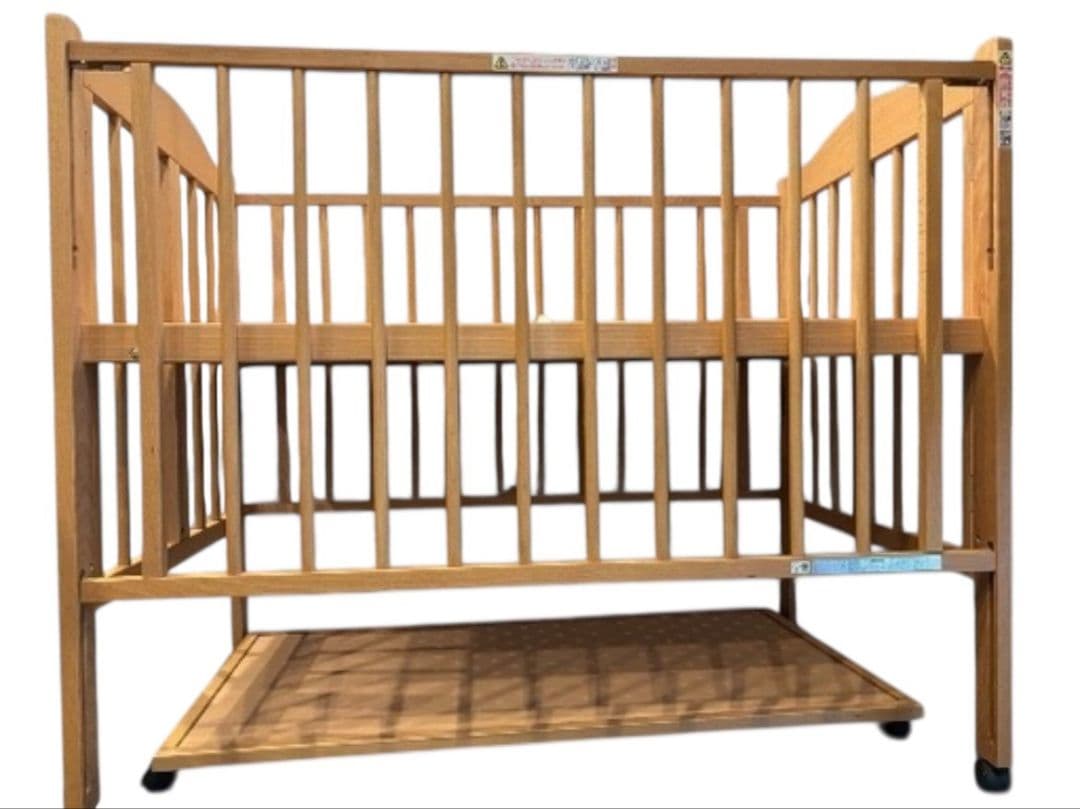 石崎家具 スリーピー 折りたたみ式 ベビーベッド 収納棚付き 高さ調整可