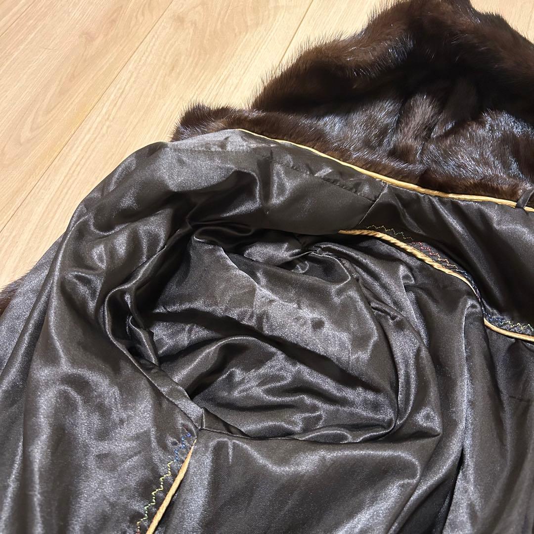 【最上級】ミンク　ロングコート　毛皮　コート　ファー　美品　フード付　O