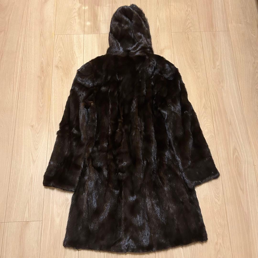 【最上級】ミンク　ロングコート　毛皮　コート　ファー　美品　フード付　O