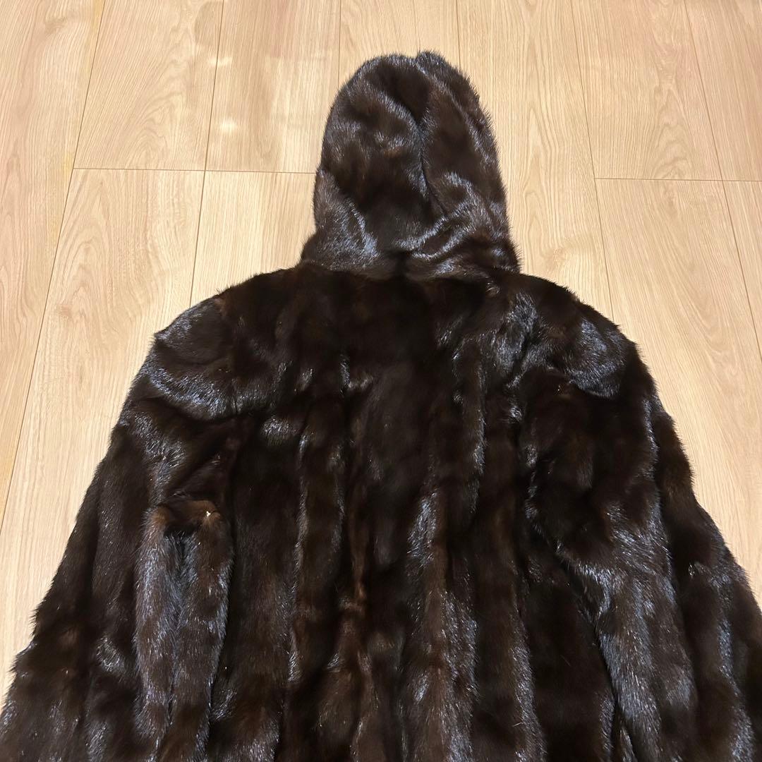 【最上級】ミンク　ロングコート　毛皮　コート　ファー　美品　フード付　O