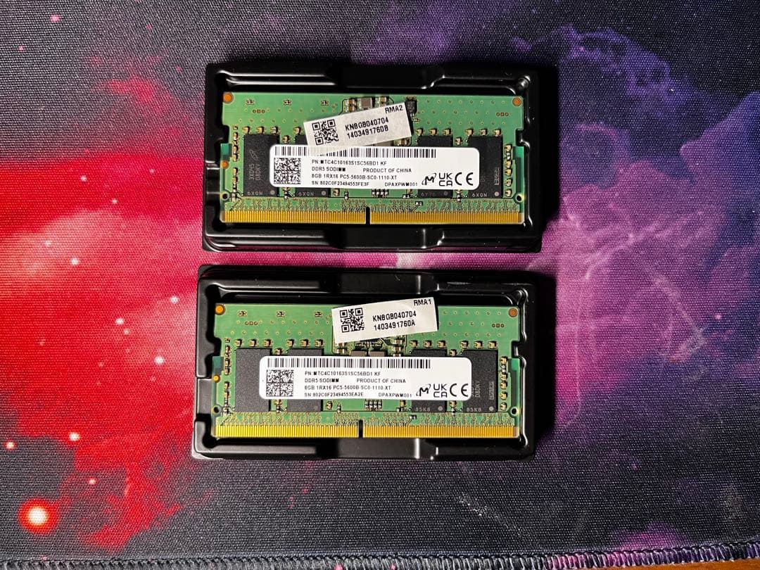 Micron DDR5 SO-DIMM 8GB 2枚セット(計16GB)