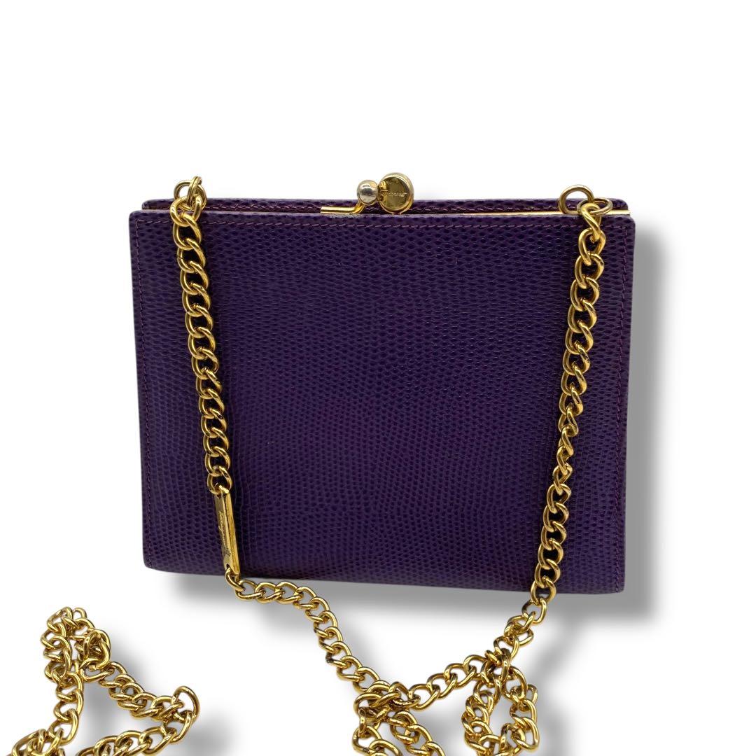 希少デザイン！　サルヴァトーレ　フェラガモ　チェーン　ショルダーバッグ　紫