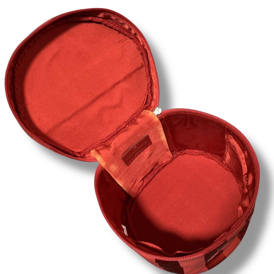 クレージュ 未使用品 フランス製 ビッグロゴ ストライプ バニティバッグ レッド