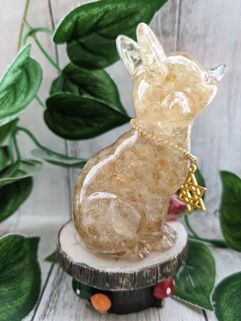 【Milky】虹色しっぽ！シトリンのきつねさん形オルゴナイト☆他２点