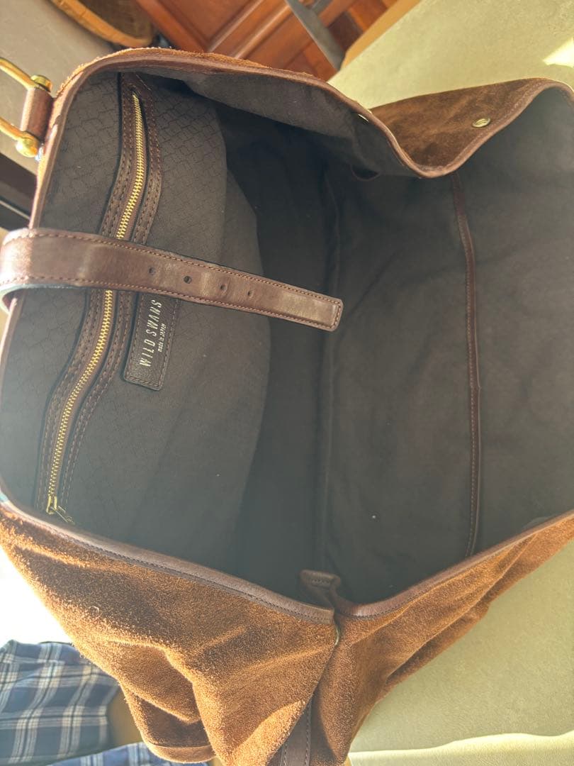 【未使用品】ワイルドスワンズブラウン スエード ボストンバッグ 茶色ブラウン