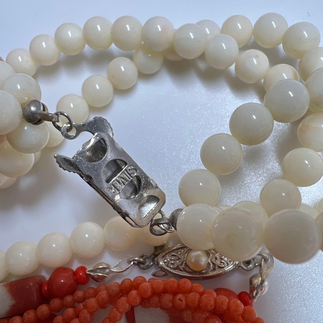 本赤珊瑚　ネックレス色々　袋込267g 東Y8-0122☆2F