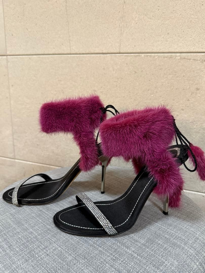 Rene Caovillaパープル ファー サンダル訳あり
