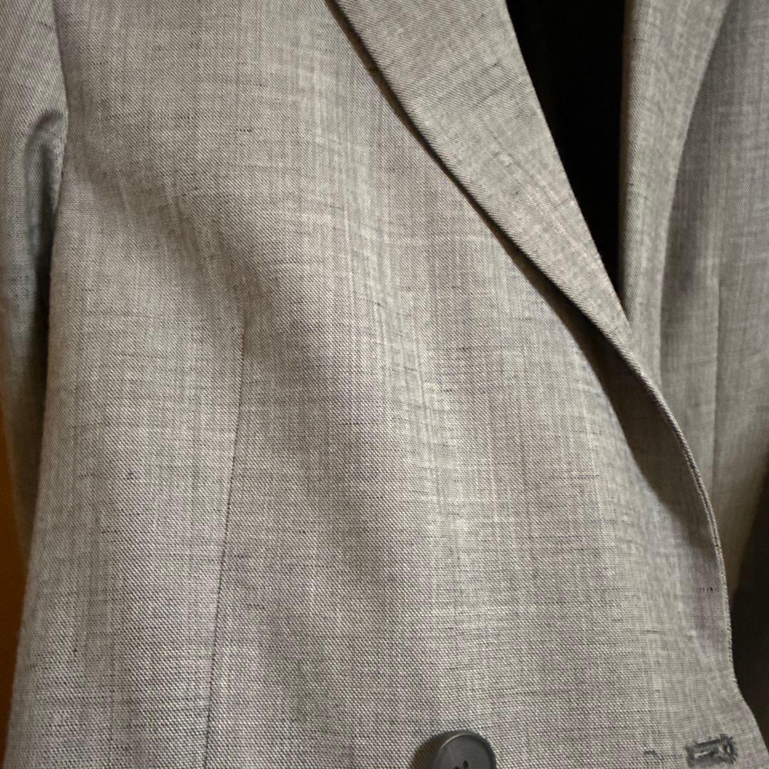 ATON WOOL LINEN SHARKSKIN | ダブルジャケット グレー