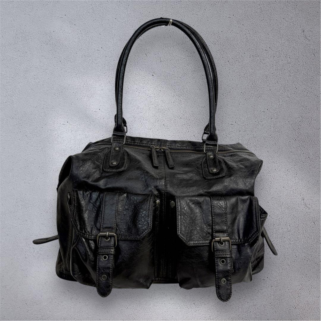 バッグ y2k archive leather Bostonbag black 00s