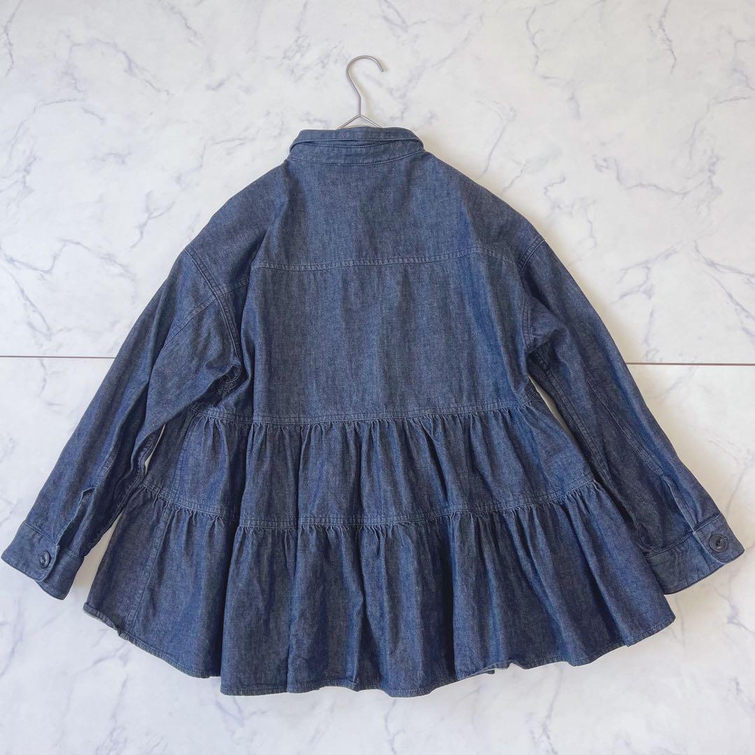 【美品】BEARDSLEYデニム フリル ティアード ブラウス インディゴ