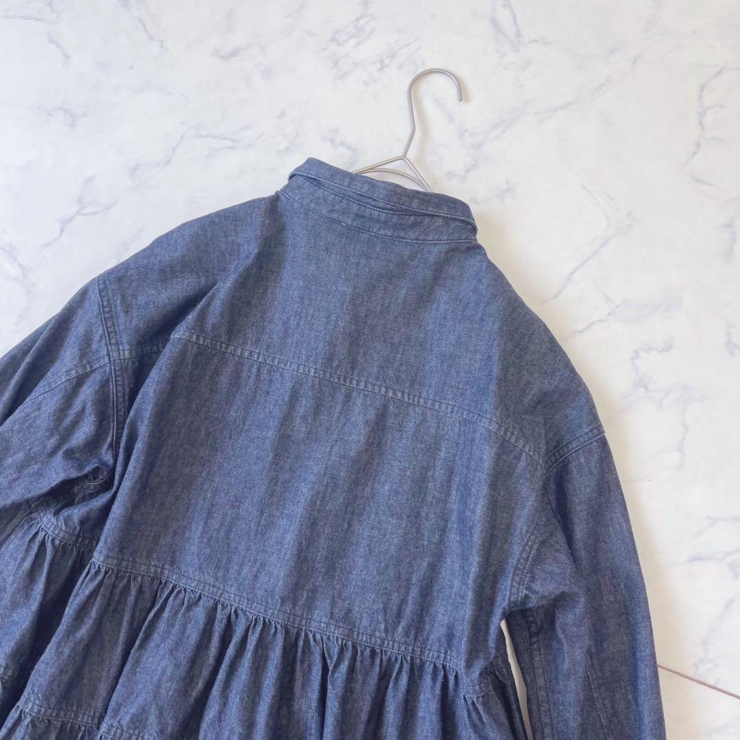 【美品】BEARDSLEYデニム フリル ティアード ブラウス インディゴ