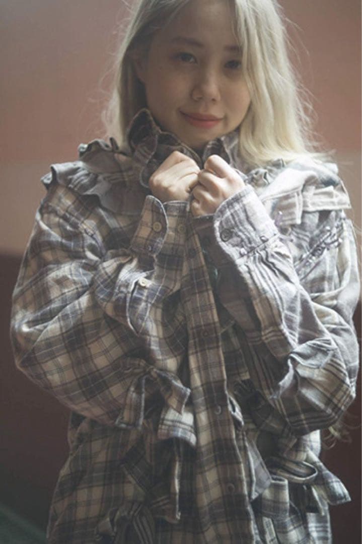 ケイスケカンダ　リボンまみれのネルシャツ　18aw