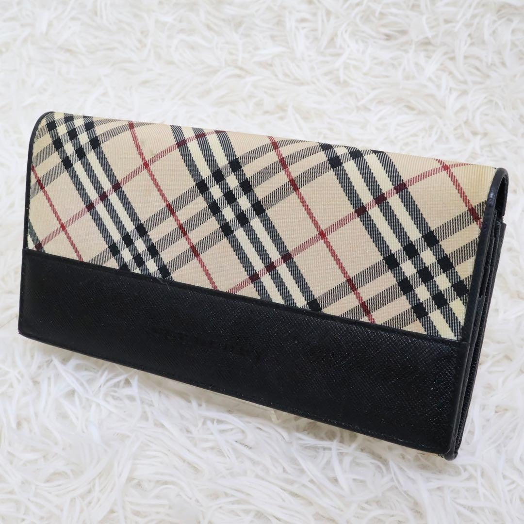 バーバリー　長財布　ブラック　ノバチェック