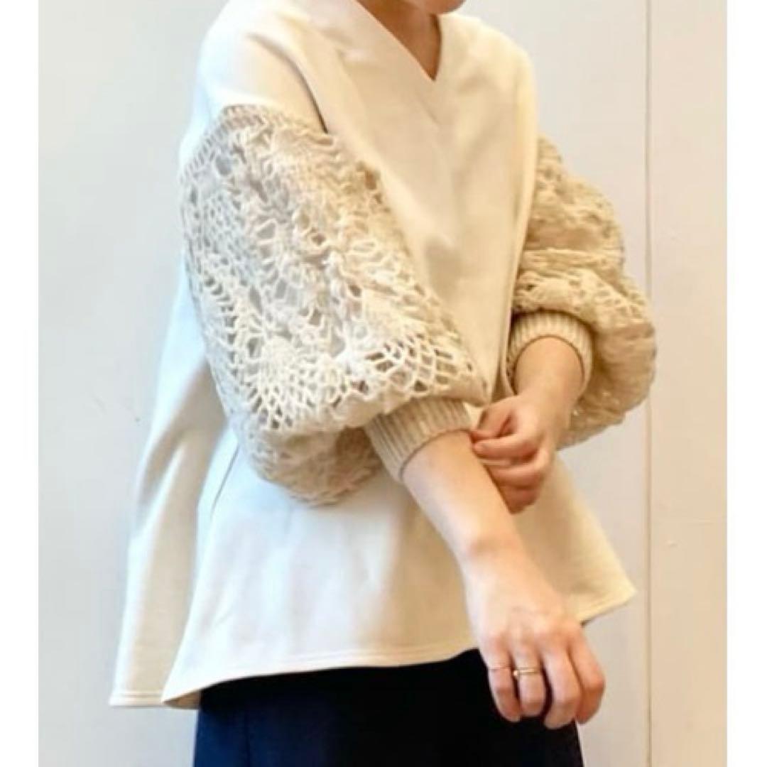 【タグ付き】BEARDSLEY カギ針袖裏毛プルオーバー