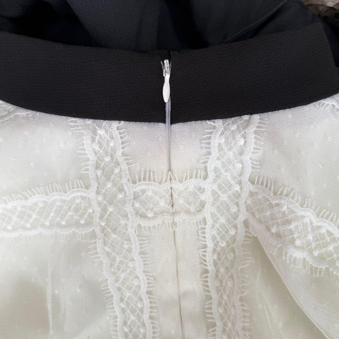 [an][2ピース]クラシカルレースブローチ付きAラインミニドレス