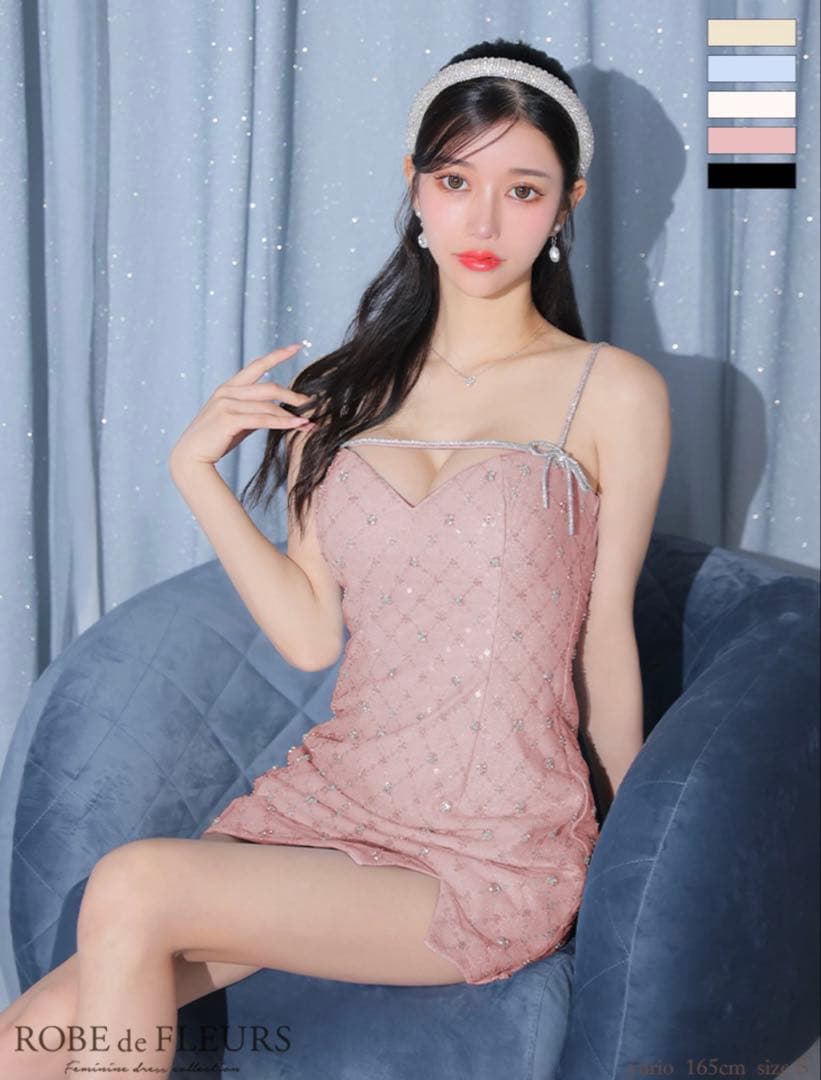 ROBE de FLEURS ピンク スリップドレス