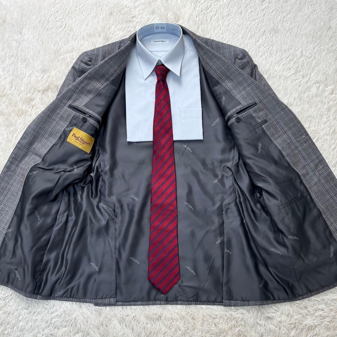 美品✨Paul Stuart スーツ グレー グレンチェック総裏 裏地柄