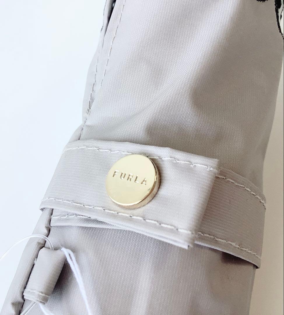 新品★フルラ★FURLAオーガンジーチェーン刺繍晴雨兼用2段折りたたみ傘★グレー