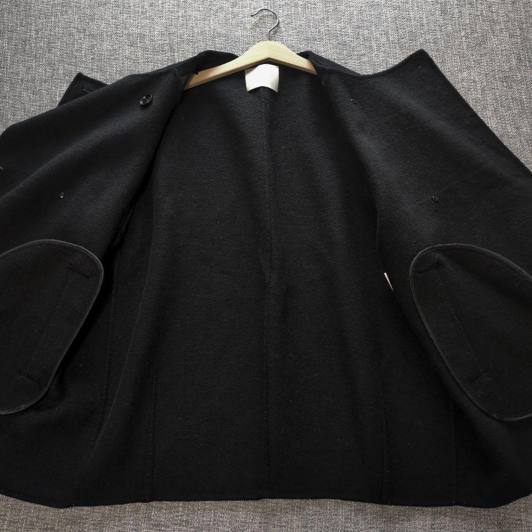 アンフィーロ　ゆったり　ウール混リバー　ショートコート　ウール　ブラック