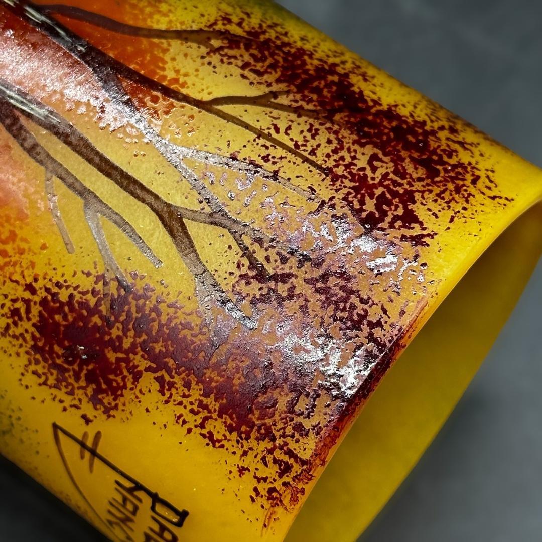 ドームナンシー　筒花瓶　技法アンテルカレール　被せガラス　高さ10.5cm