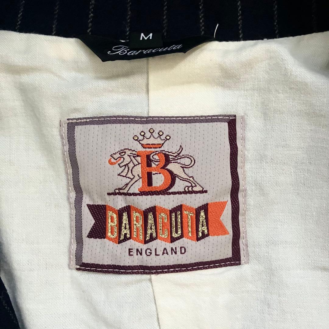 バラクータ　テーラードジャケット　エルボーパッチ　レザー　ストライプ　ネイビー