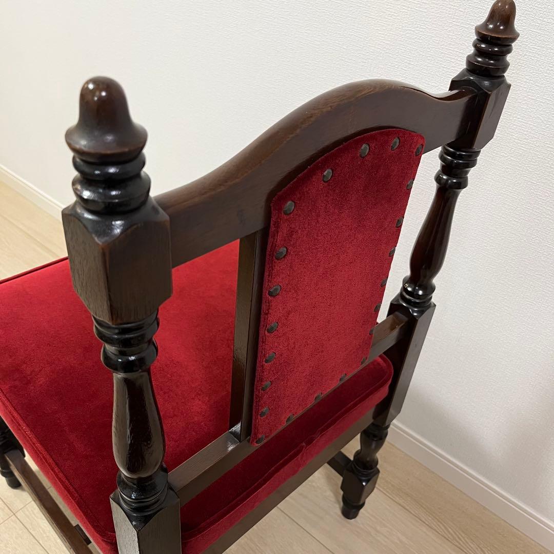 そ12【ヴィンテージ 鋲打ち椅子】高級感あるベルベット張り ダイニングチェア