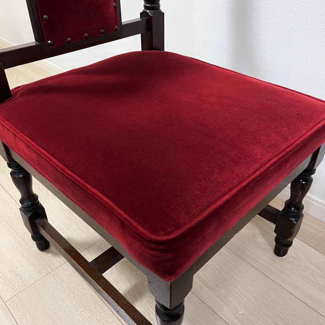 そ12【ヴィンテージ 鋲打ち椅子】高級感あるベルベット張り ダイニングチェア