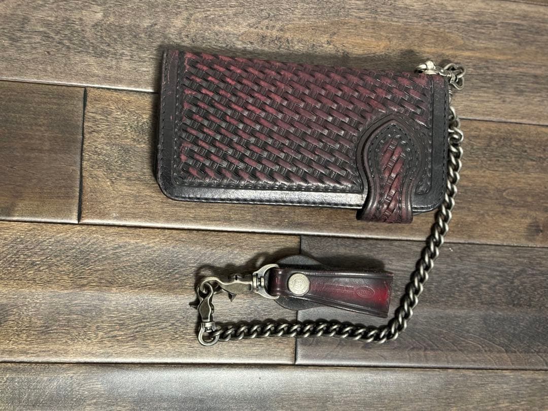 funny 手染め　ビクターコンチョ ウォレットチェーン 赤黒