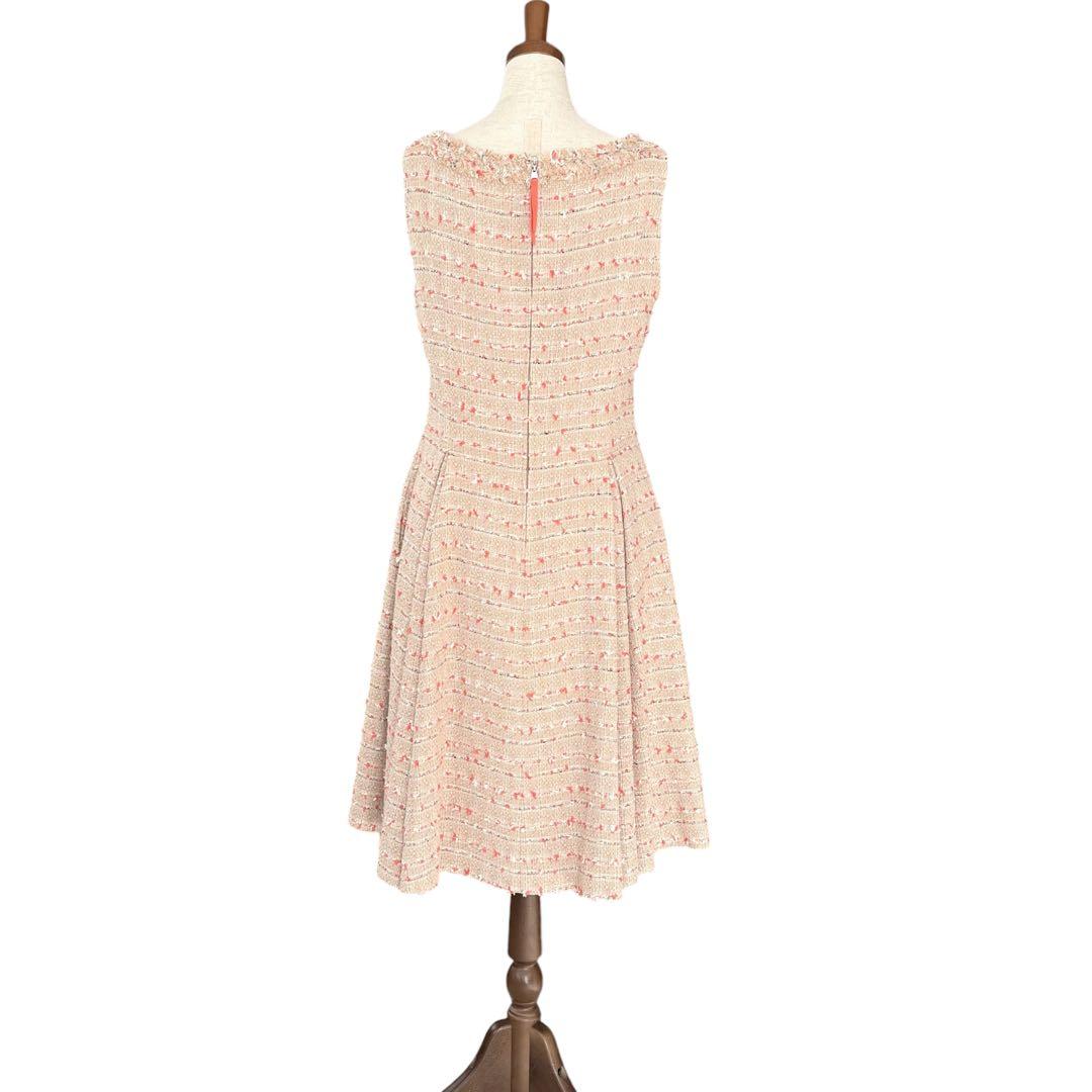 【美品】フォクシー ツイード ワンピース ノースリーブ フレアライン 40 春