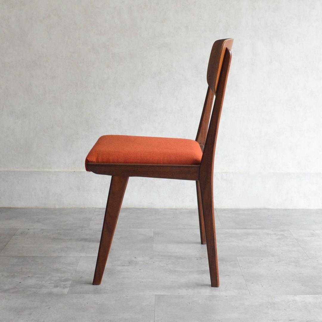 イギリス ヴィンテージ チーク ダイニングチェア オレンジ 北欧家具 04