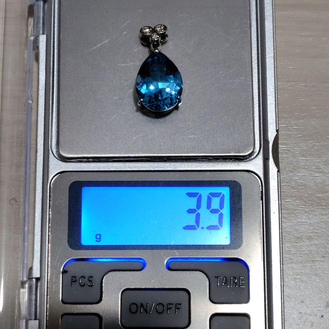 gstv　K18WGブルートパーズペンダントトップ・チャーム（刻印有り）