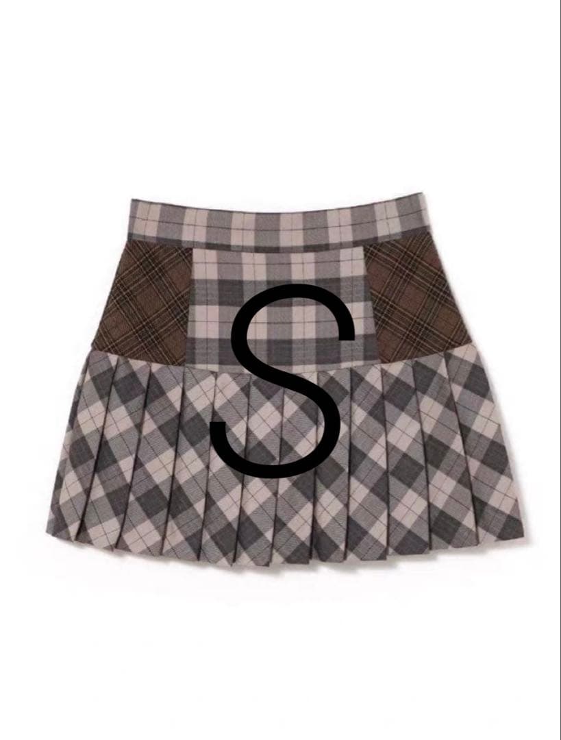 andmary Coco check pleats skirt ピンクベージュ