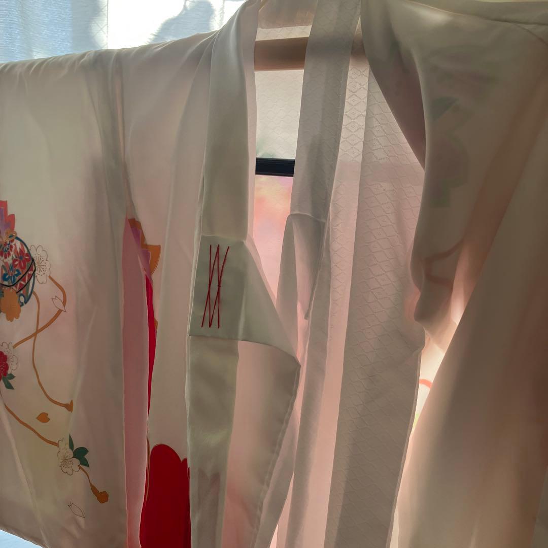 あこがれゆめ　お宮参り 女の子 着物 女児祝着 正絹 のしめ 初着 産着　白地