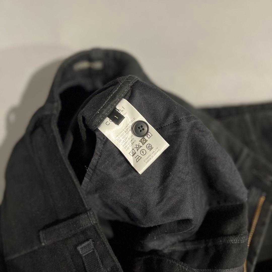 COMOLI 1 モールスキンBDUパンツ ブラック カーゴパンツ