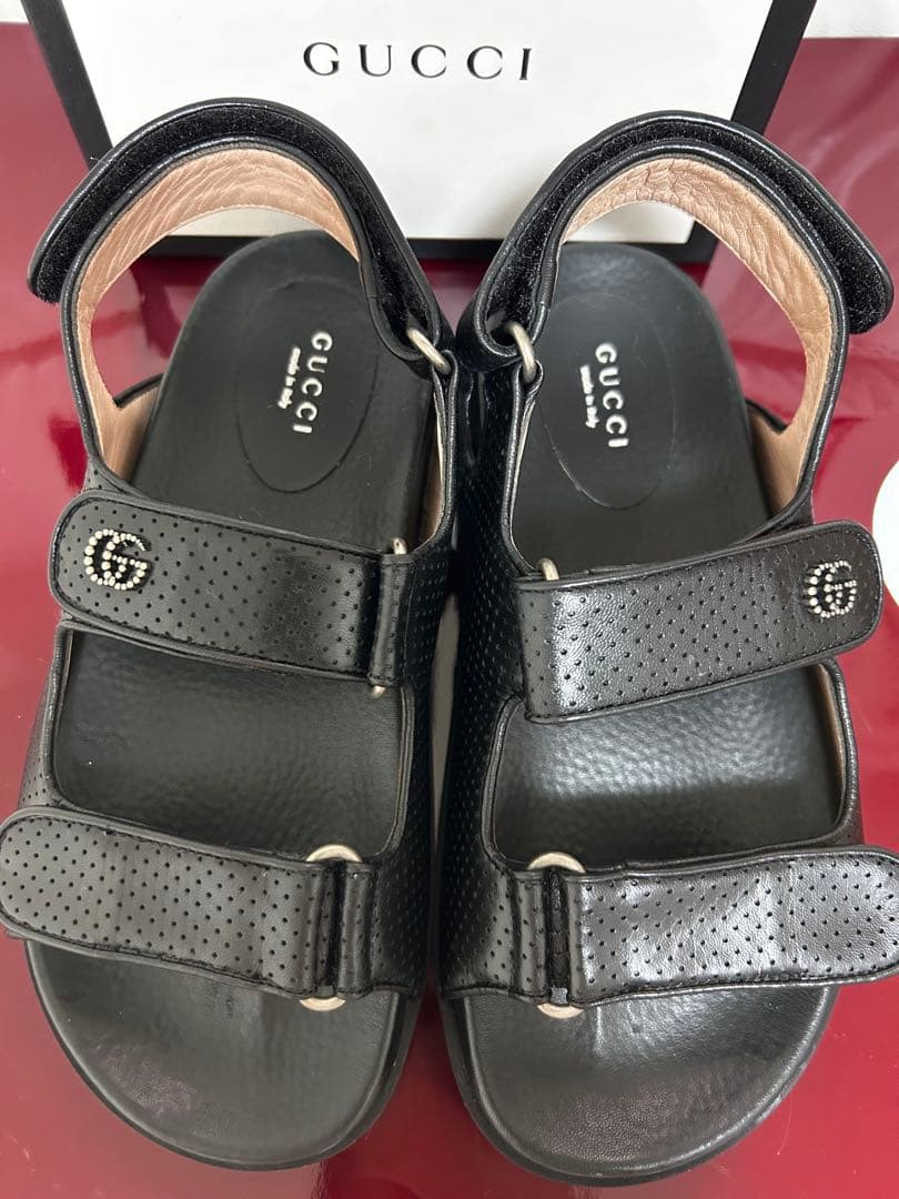 専用！美品GUCCI ブラック サンダル ベルクロ レザー サイズ36ハーフ