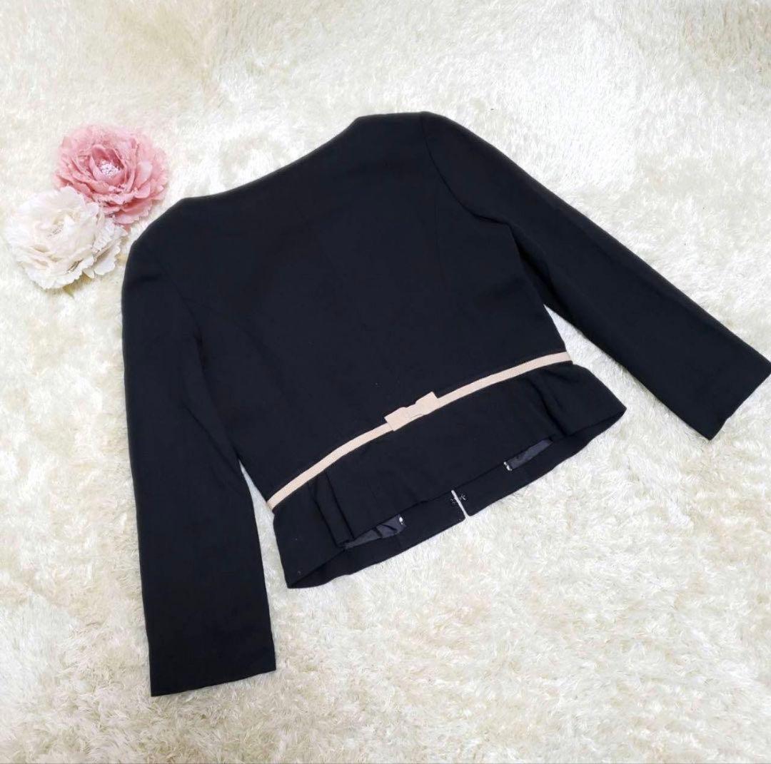 【セットアップ】トッカ バイカラー リボン スカート ノーカラージャケット