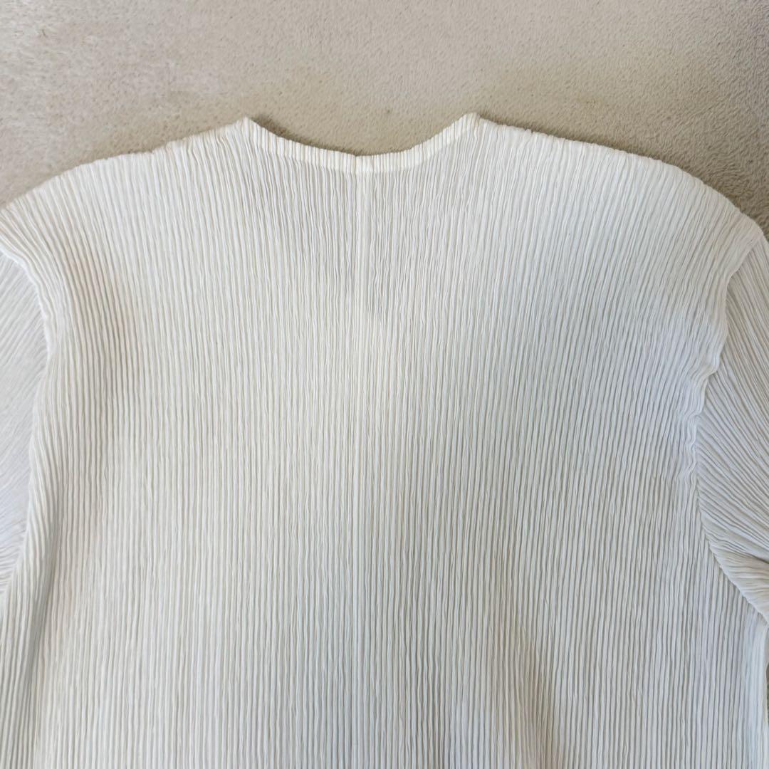 極美品✨ISSEY MIYAKE プリーツ　ホワイト　ノーカラー　ジャケット