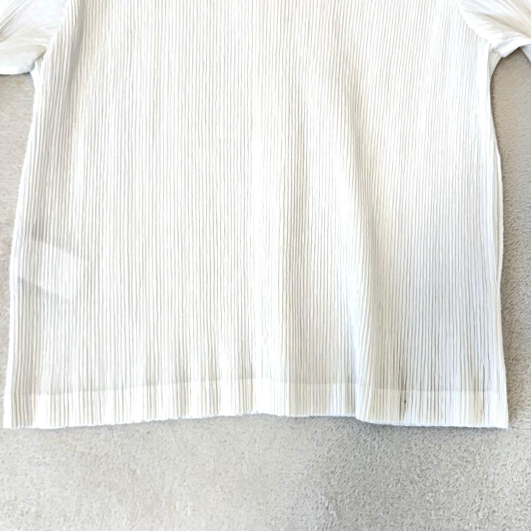 極美品✨ISSEY MIYAKE プリーツ　ホワイト　ノーカラー　ジャケット