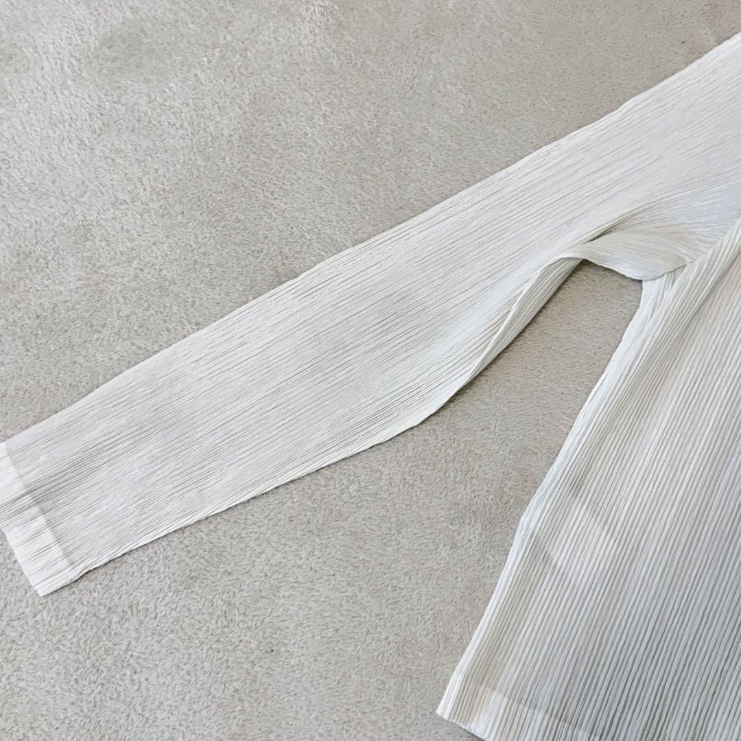 極美品✨ISSEY MIYAKE プリーツ　ホワイト　ノーカラー　ジャケット