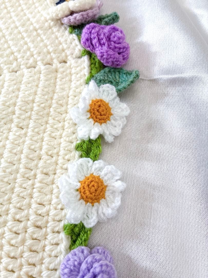 花束ブランケット ブーケブランケット　手編み ハンドメイド 79cm 編み物